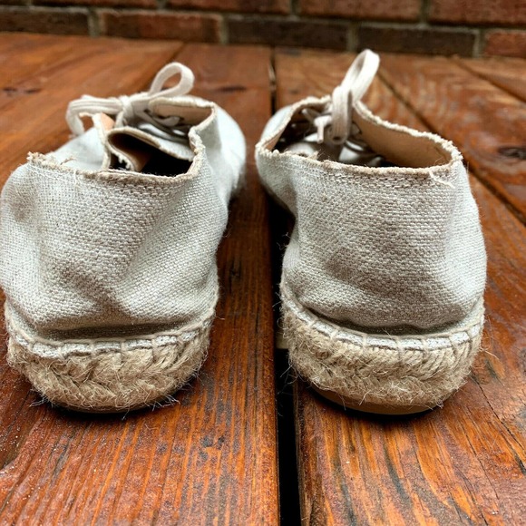 J. Crew Italy Golden Shimmer Tan Canvas Lace-up Espadrilles Sneaker Womens 11 - Picture 8 of 8